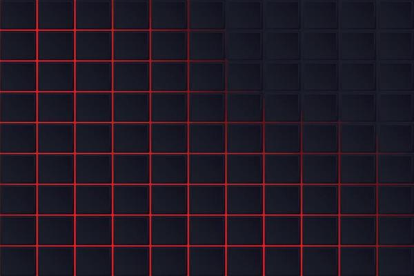 Abstract geometric squares on black background with red gradient backlight