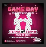 Social media post basketball sport game baner or flyer for promotion template with modern pink brush style vector