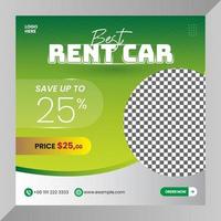 instagram post car rental for social media marketing or banner template vector