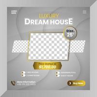 Social media post or flyer home property with gradient and luxury style for advertising or marketing vector