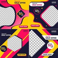 set Social media story templates for special offers and discounts. Color interactive abstract promotion web banner poster for mobile app. Geometric layout frame background pattern for photo products. vector