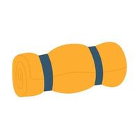 Tourist blanket, mat, tied with straps. Equipment for fishing, tourism, travel, camping, hiking. Flat vector illustration isolated on a white background.