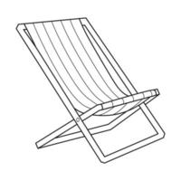 doodle turista o silla plegable de playa. equipo para camping, viaje en coche, jardín, playa. un mueble de exterior. esbozar ilustración vectorial en blanco y negro aislada en un fondo blanco.