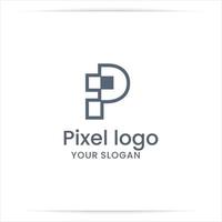 diseño del logotipo de la letra p, datos, píxel, conectar, vector de tecnología