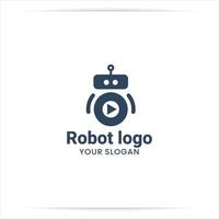 logo design robot with play button vector