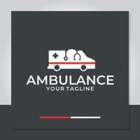 vector de diseño de logotipo médico de ambulancia, coche, estetoscopio, médico, primeros auxilios