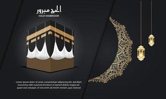 islamic greeting hajj for eid adha mubarak and pilgrimage vector
