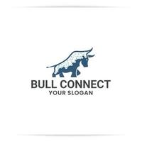 Wlogo design bull technology, data, connect. vector