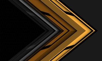 Abstract yellow black metallic arrow direction geometric with grey hexagon mesh design modern futuristic technology background vector