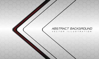 Abstract red black thin arrow direction geometric on silver hexagon mesh pattern design modern luxury futuristic technology background vector