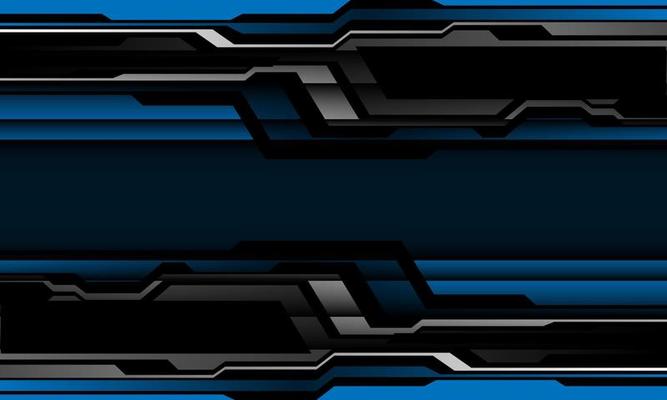 Abstract blue silver black cyber geometric design modern futuristic background vector