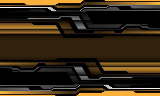 Abstract yellow silver black cyber geometric design modern futuristic background vector
