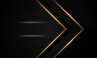 Abstract gold light arrow on black with hexagon mesh design modern luxury futuristic technology background vector