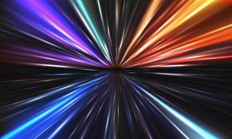 Abstract color light speed zoom fast night background vector