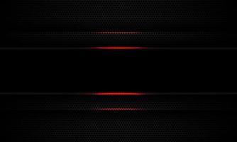 Abstract black line banner red light shadow on dark hexagon mesh banner design modern futuristic technology background vector