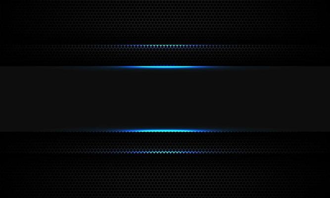 Abstract grey line banner blue light shadow on black hexagon mesh banner design modern futuristic technology background vector