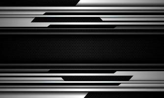 Abstract silver cyber grey metallic geometric on black hexagon mesh design modern technology futuristic background vector