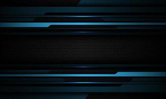 Abstract blue cyber grey metallic geometric on black hexagon mesh design modern technology futuristic background vector