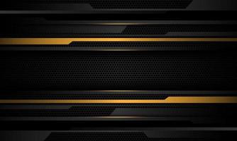 Abstract yellow cyber grey metallic geometric on dark grey black hexagon mesh design modern technology futuristic background vector
