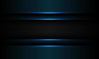 Abstract blue black metallic shadow light on grey hexagon mesh banner design modern futuristic technology background vector