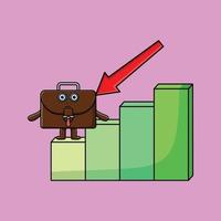 Suitcase cute businessman with a inflation chart vector