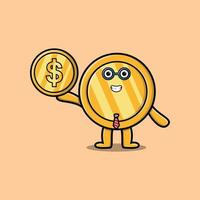 Gold coin successful businessman holding gold coin vector