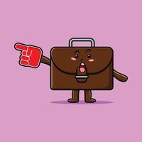 Cute Cartoon Suitcase with foam finger glove vector