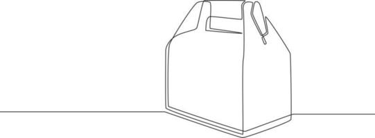 bolsa de papel de dibujo de línea continua simple. comida para llevar y concepto de servicio. ilustración de vector gráfico de diseño de dibujo de línea continua.