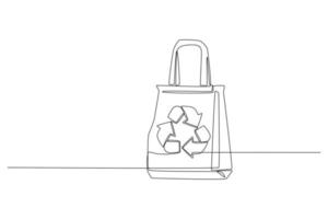 Continuous one line drawing eco packaging bag. Eco packaging concept. Single line draw design vector graphic illustration.