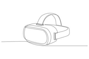 One continuous line drawing of  glasses of virtual reality. Virtual game concept. Single line draw design vector graphic illustration.