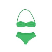 traje de baño verde de verano. traje de baño femenino para vacaciones. ropa de playa de baño de moda moderna para nadar. ilustración vectorial plana aislada sobre fondo blanco.