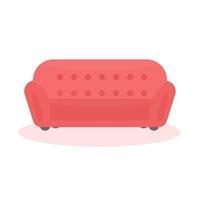 Comfortable sofa isolated on white background. Red interior sofa. Flat vector illustration.