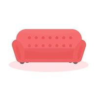 Comfortable sofa isolated on white background. Red interior sofa. Flat vector illustration.