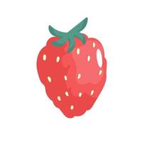 Strawberry summer fruit on white background. Vector illustration for cute prints, posters, cards. Natural, organic dessert sweet, fresh berry.