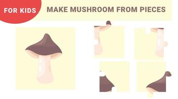 Kids activity worksheet. Education game for children. Mushroom puzzle. vector