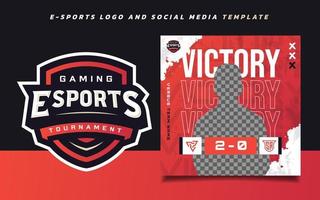 plantilla de banner de juegos de deportes electrónicos del día del juego para redes sociales con logotipo de torneo vector