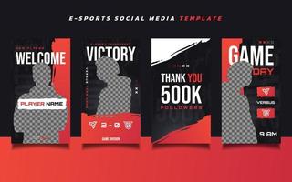 conjunto de publicación de redes sociales de juegos de deportes electrónicos o plantilla de diseño de historia vector