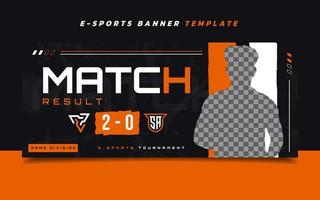 Versus Match Result E-Sports Gaming Banner Template with Logo for Social Media vector