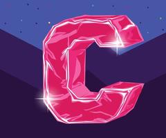 3D C Pink alphabet vector