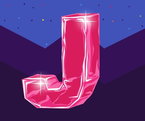 3D J Pink alphabet vector