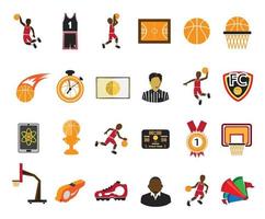 ilustración, de, baloncesto, iconos, conjunto vector