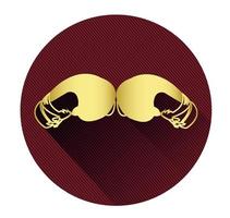 Golden boxing gloves icon with long shadow effect vector
