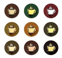 iconos de taza de café con efecto de sombra larga vector