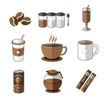 ilustración del juego de café con aislado vector