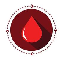 icono de sangre plano moderno con efecto de sombra larga vector