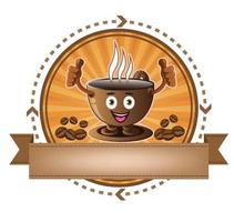 Cartoon smiling coffee cup banner vector