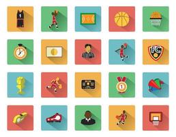 Modern flat Basketball icons set vector