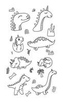cute dinosaur doodle cartoon vector