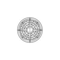 Compass wind rose hand drawn design element. Black wind rose sketch sailing travel sign isolated on white background vector