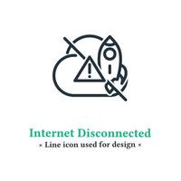 The disconnected network icon isolated on a white background.  symbol No signal, interference, internet for web and mobile apps. vector